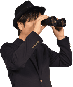 双眼鏡を持った野添探偵